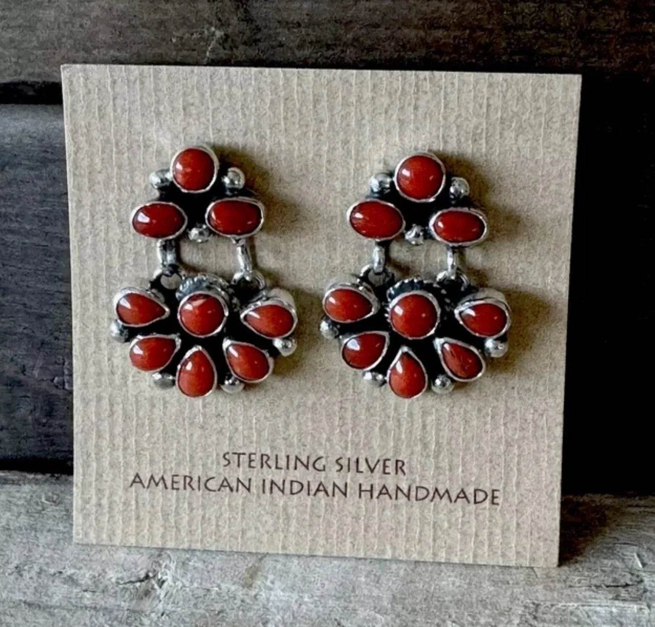 Italian Coral ~ Post-Back Earrings By Linda Yazzie