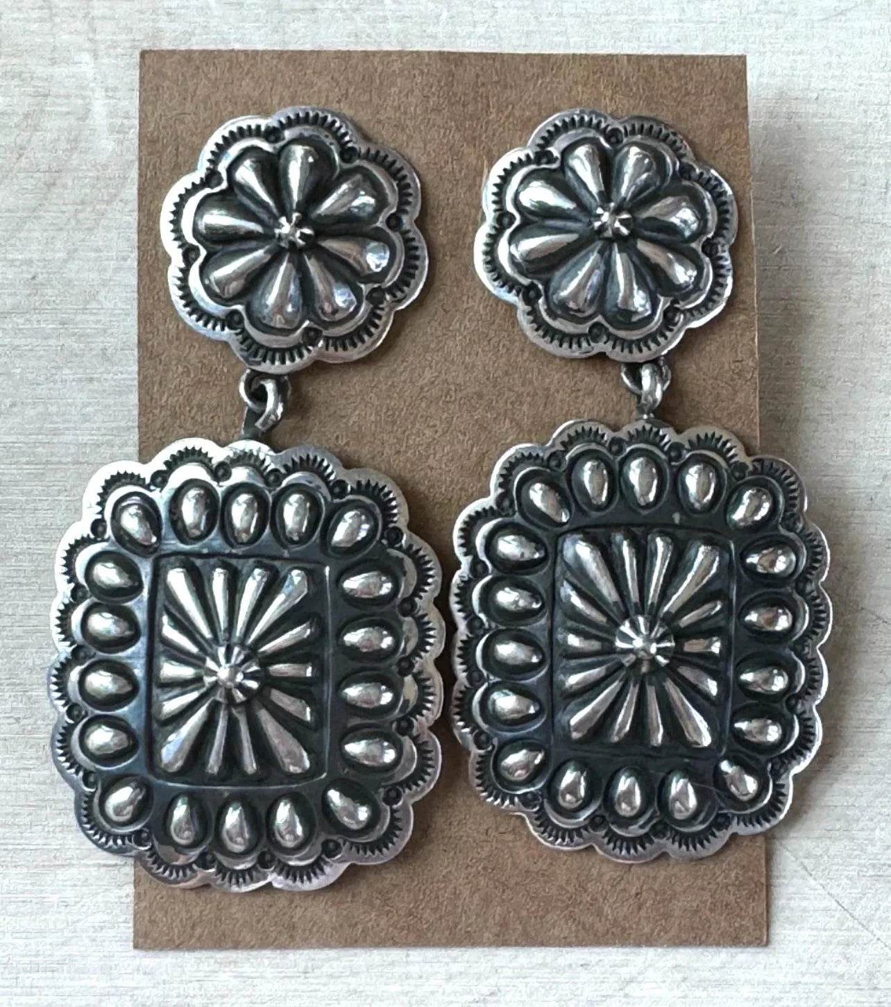 Sterling Concho Earrings by Tsosie White