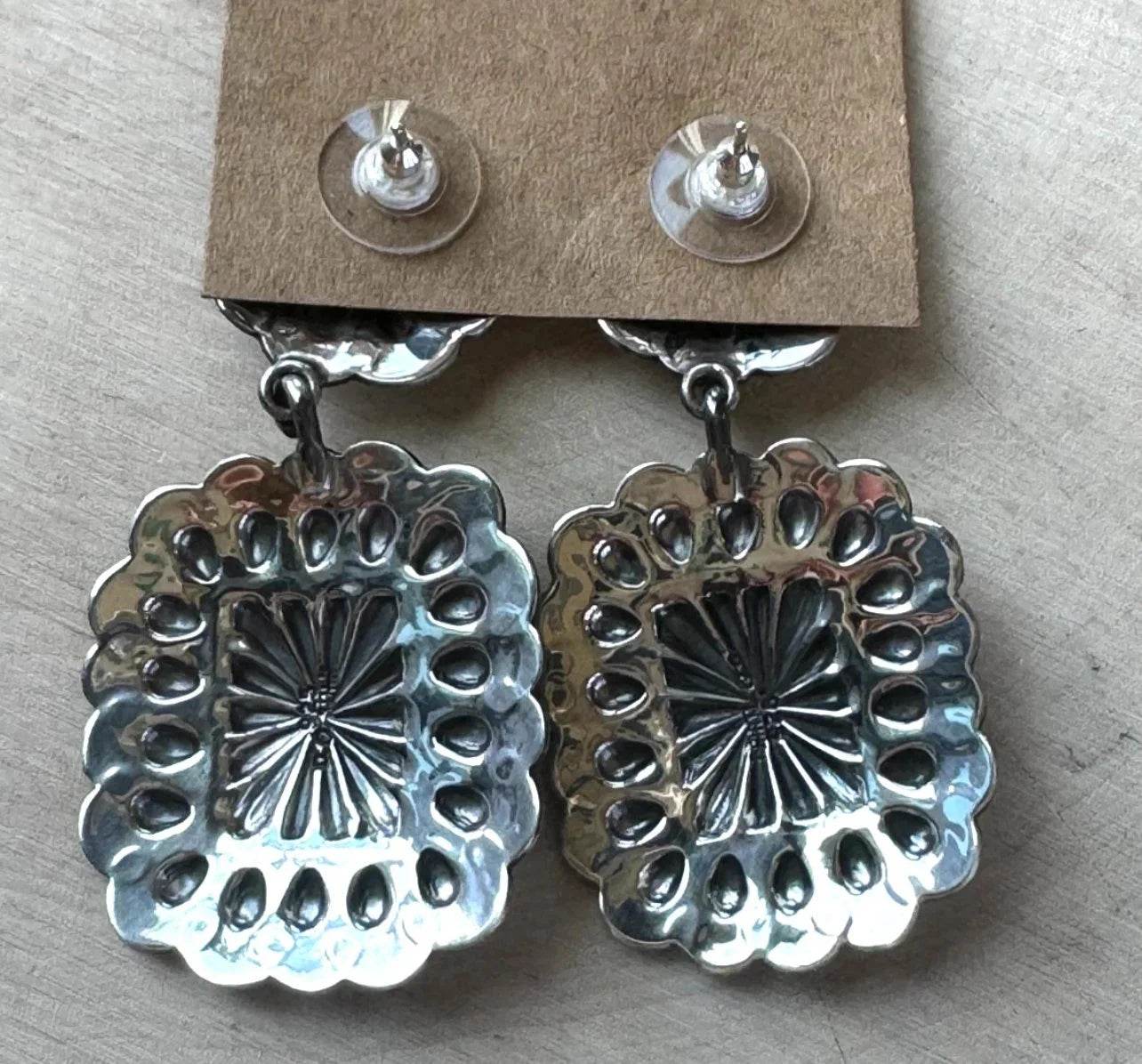 Sterling Concho Earrings by Tsosie White