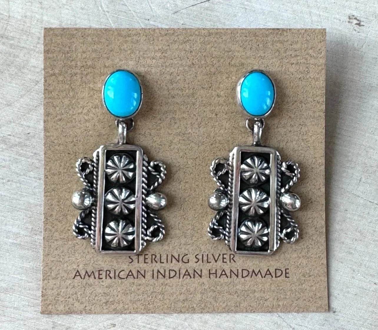 Sleeping Beauty Turquoise ~ Post-Back Earrings By Geneva Apachito