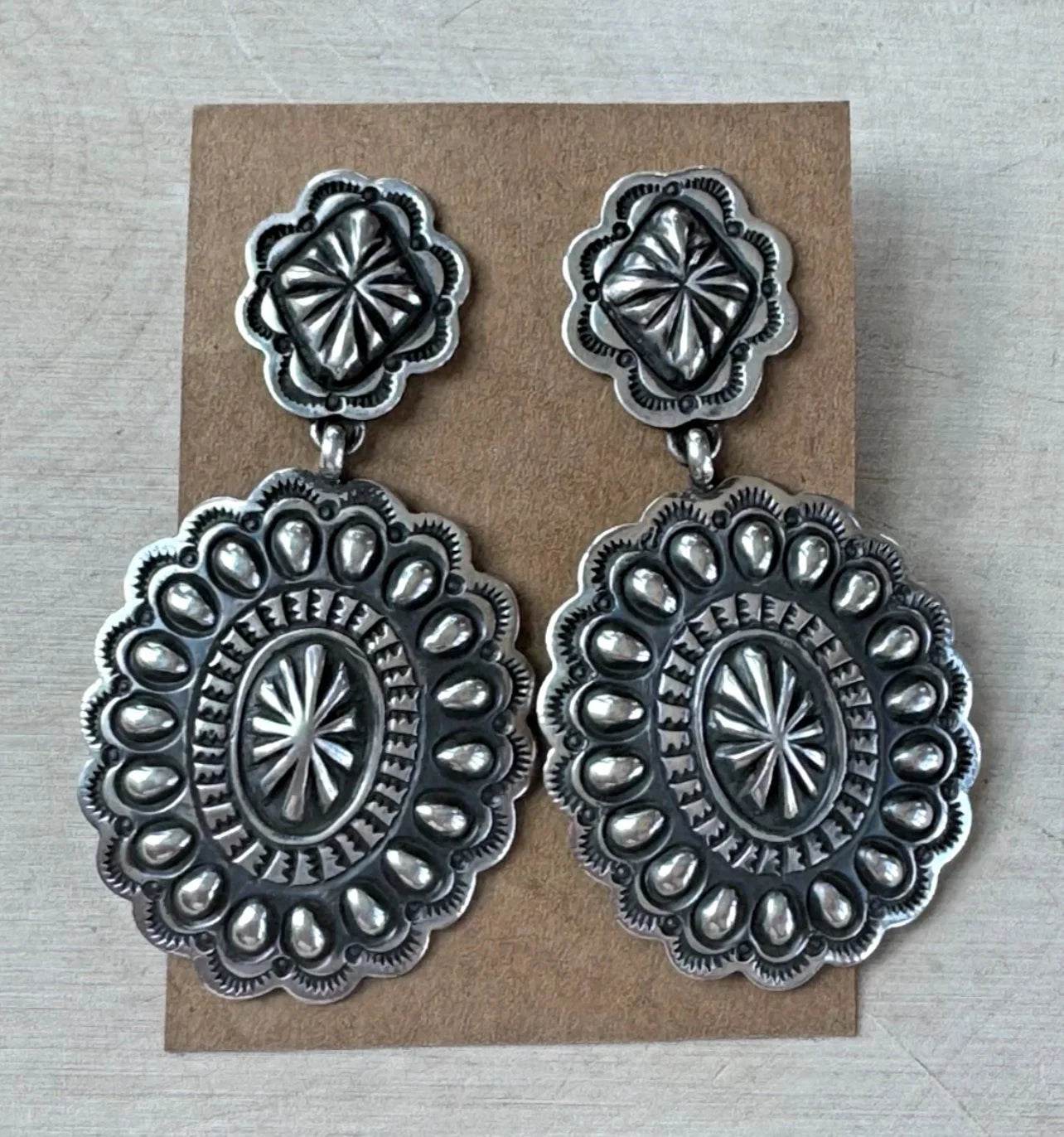 Sterling Concho Earrings by Tsosie White
