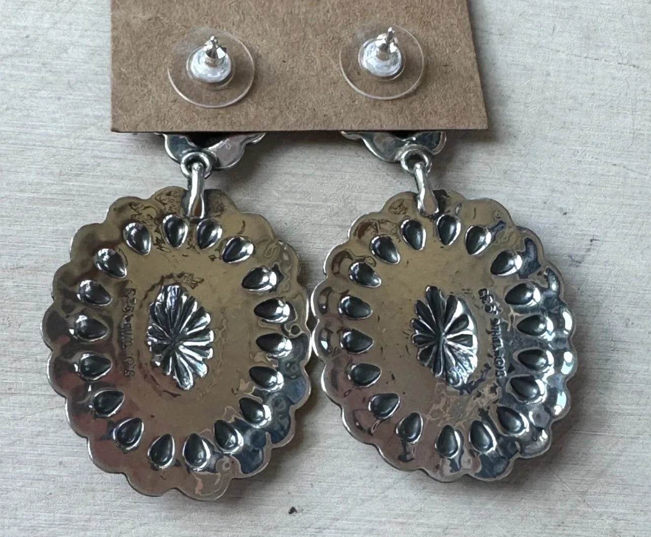 Sterling Concho Earrings by Tsosie White