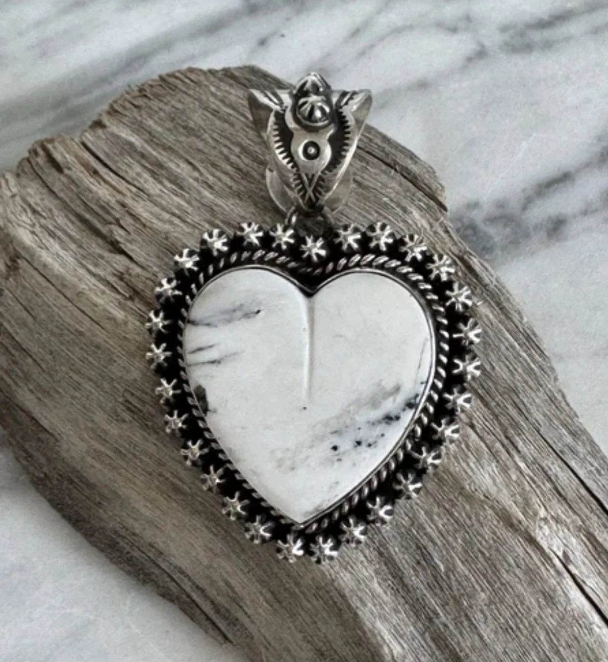 White Buffalo Heart Pendant