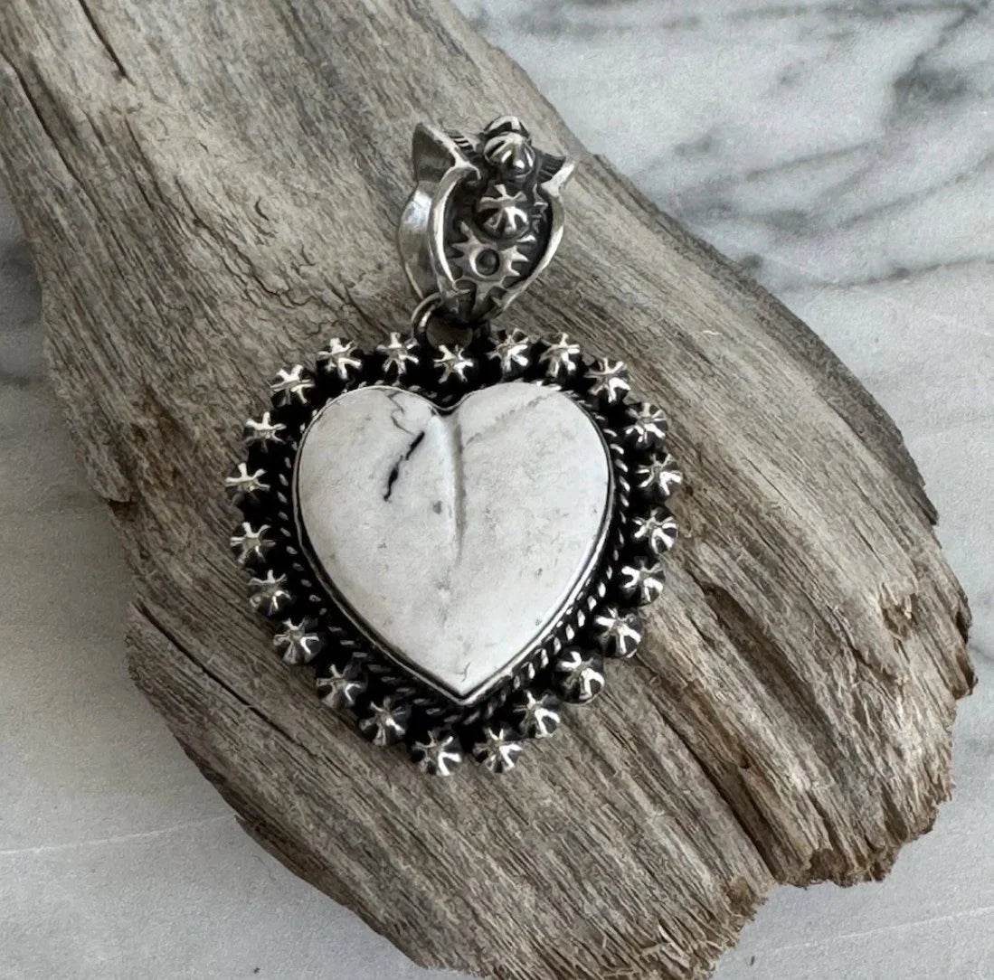 White Buffalo Heart Pendant