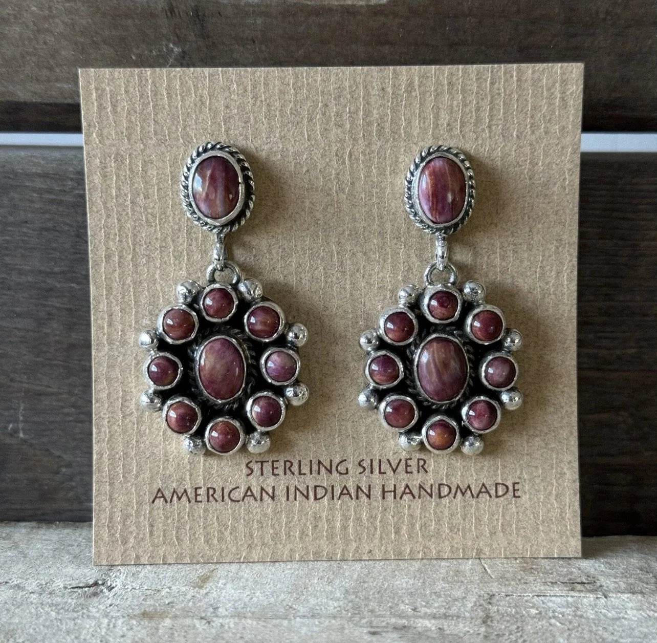 Purple Spiny Oyster ~ Post-Back Earrings By Linda Yazzie