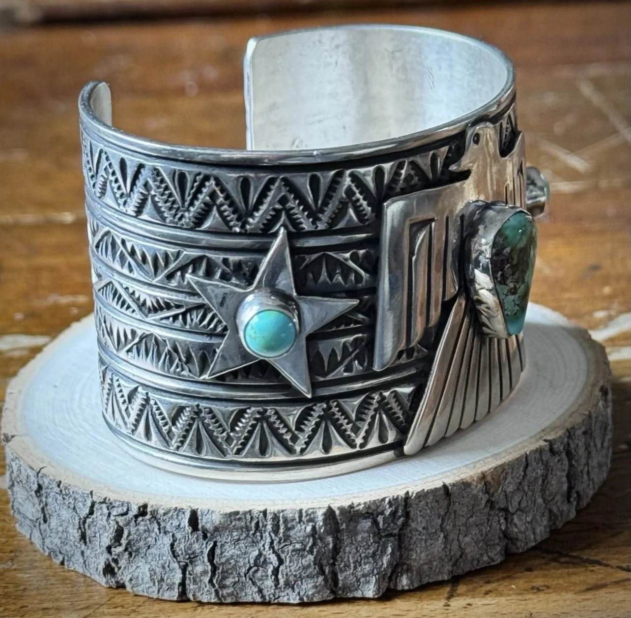 Tsosie White Sterling Thunderbird Cuff