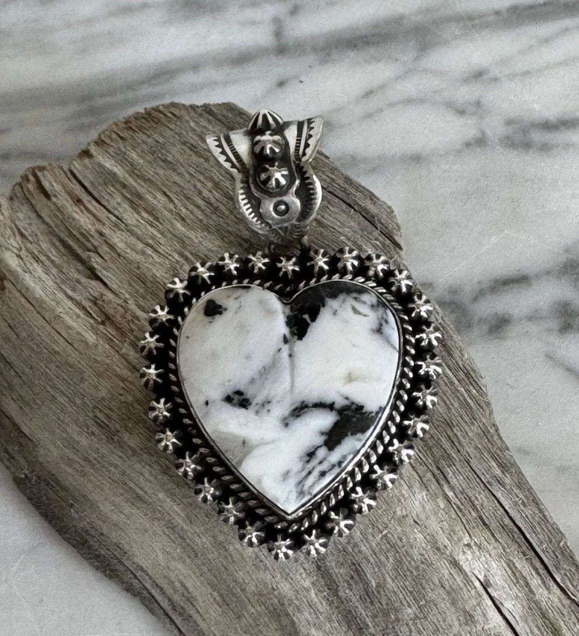 White Buffalo Heart Pendant