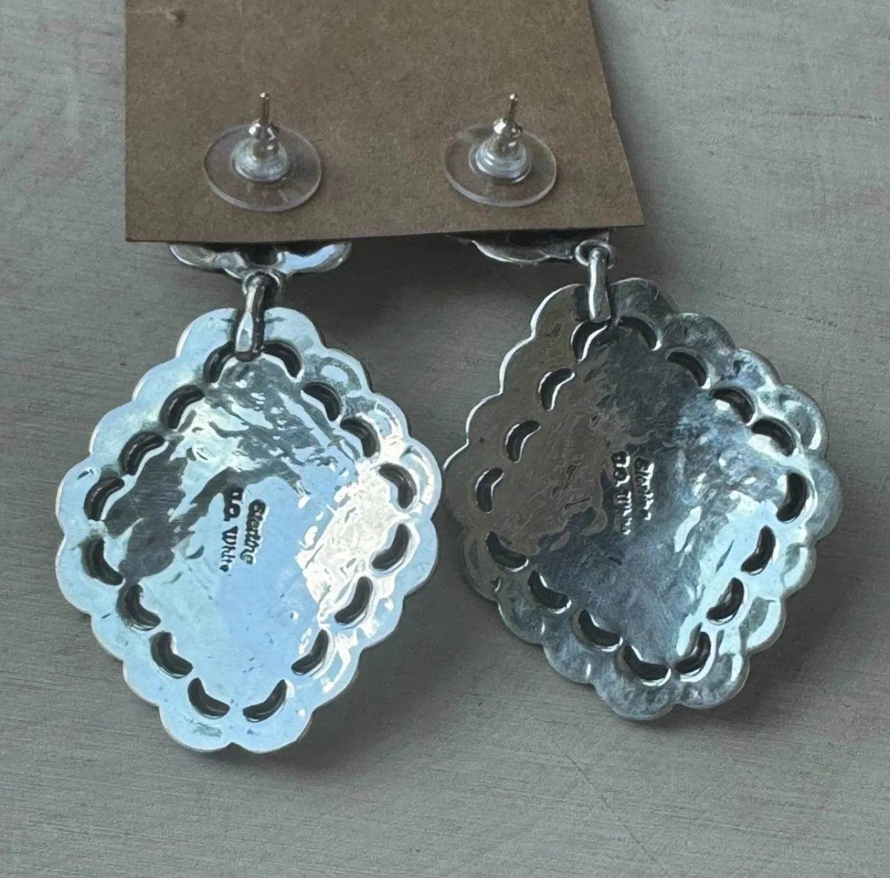 Mediterranean Coral Concho Earrings by Tsosie White