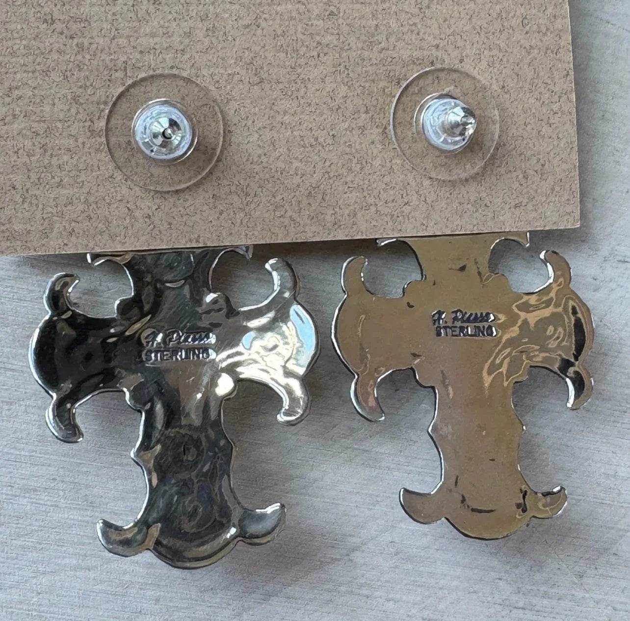 Onyx & Sterling Cross Earrings