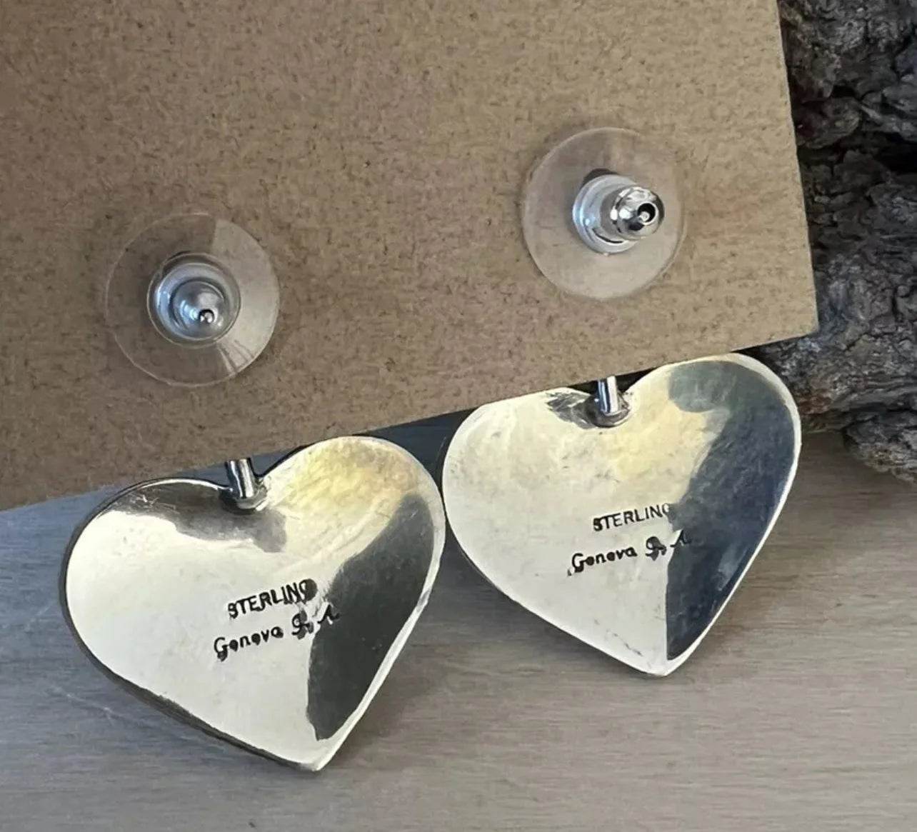 Geneva Apachito Turquoise Heart Earrings Post Back