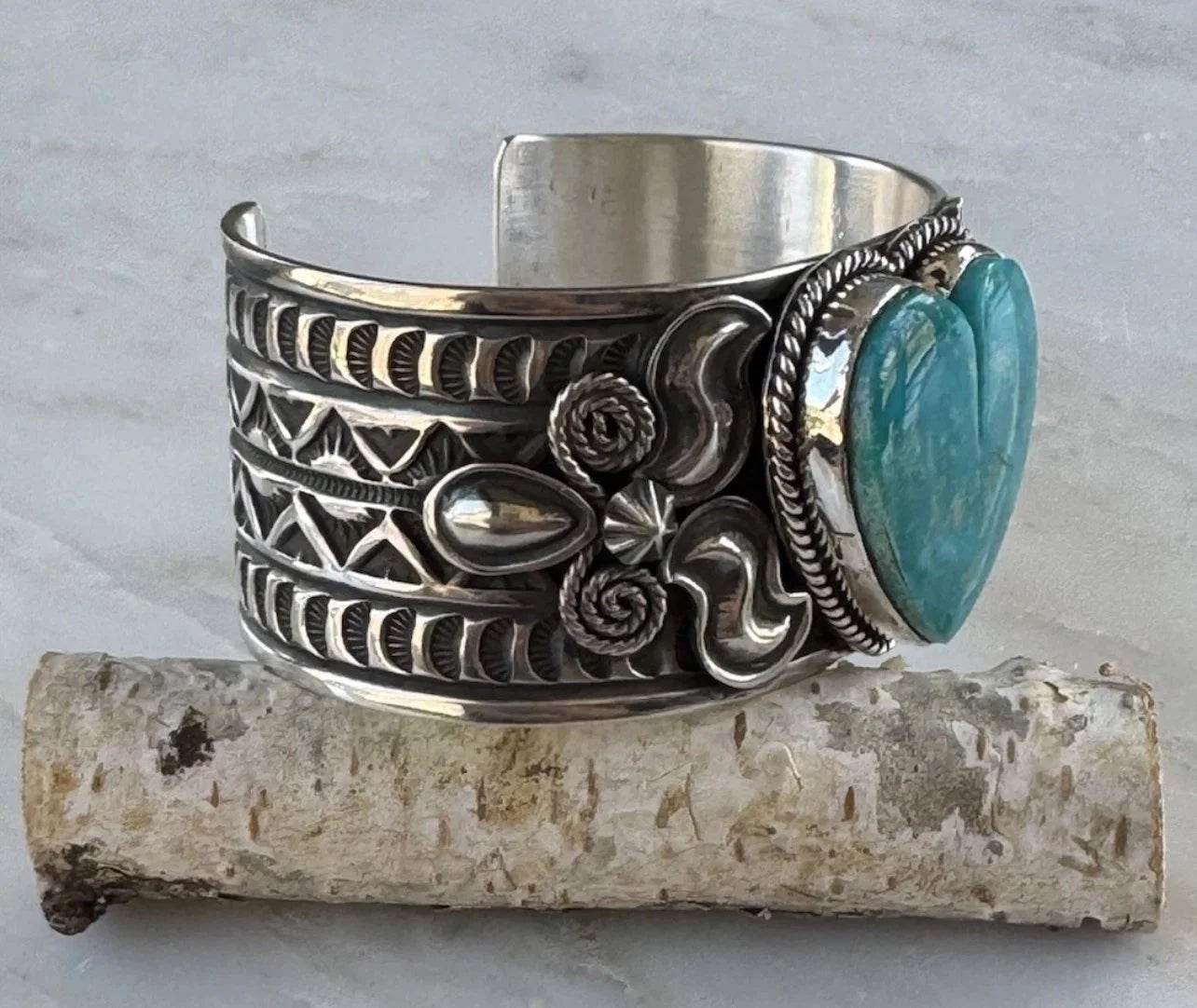 Kingman Turquoise Heart Cuff