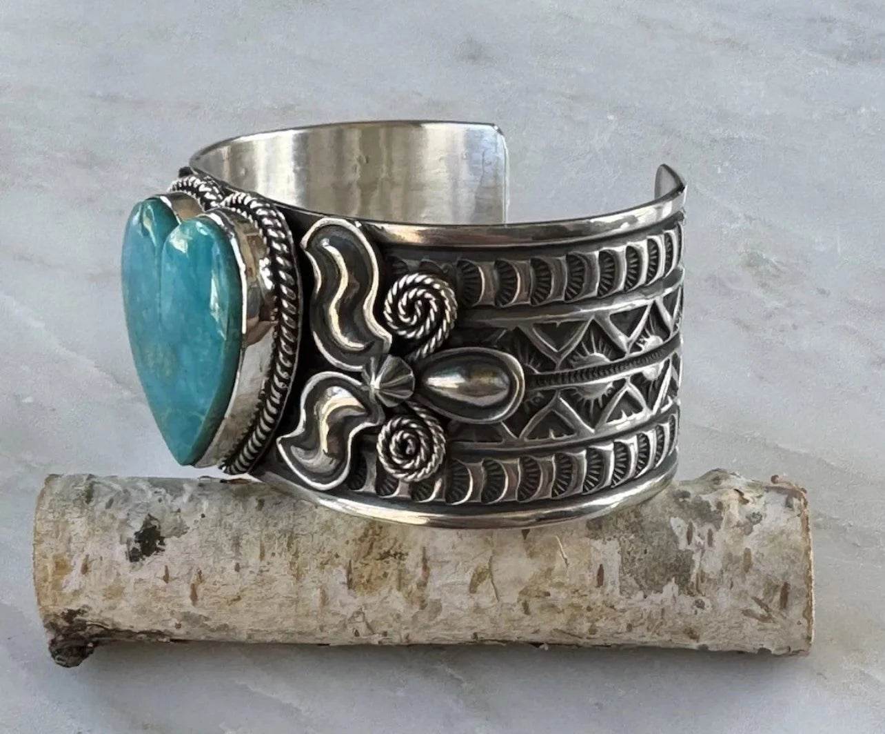 Kingman Turquoise Heart Cuff