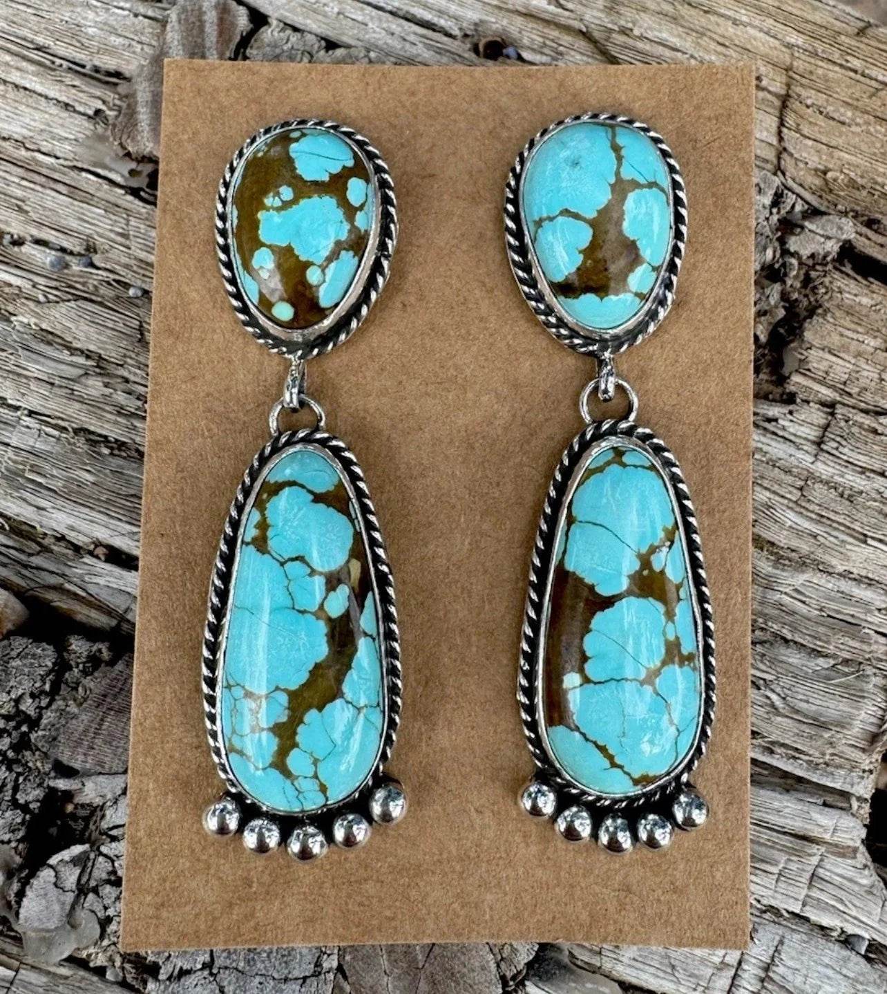 Royston Blue Turquoise Post-Back Earrings By Linda Yazzie