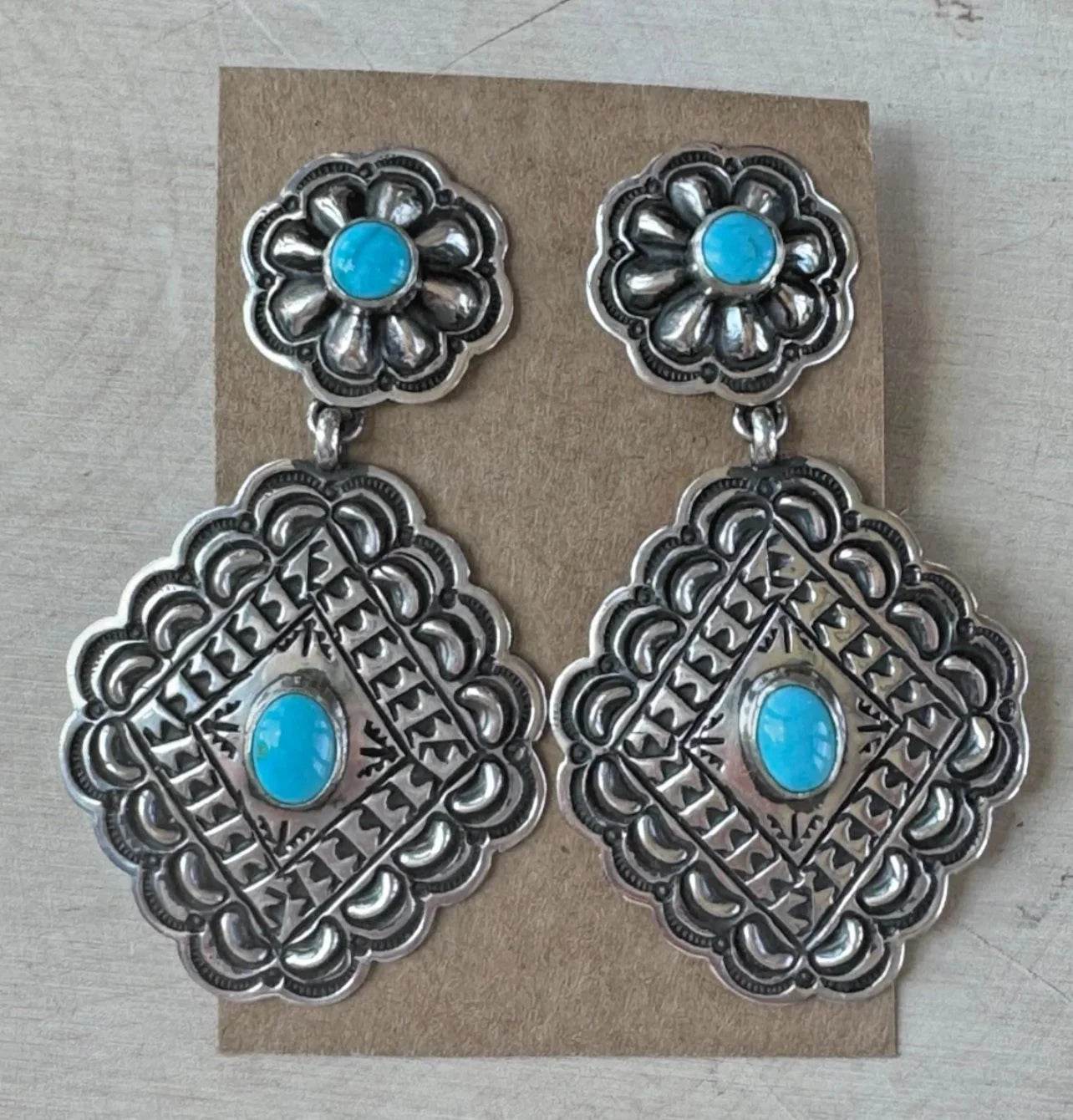 Sleeping Beauty Turquoise Concho Earrings