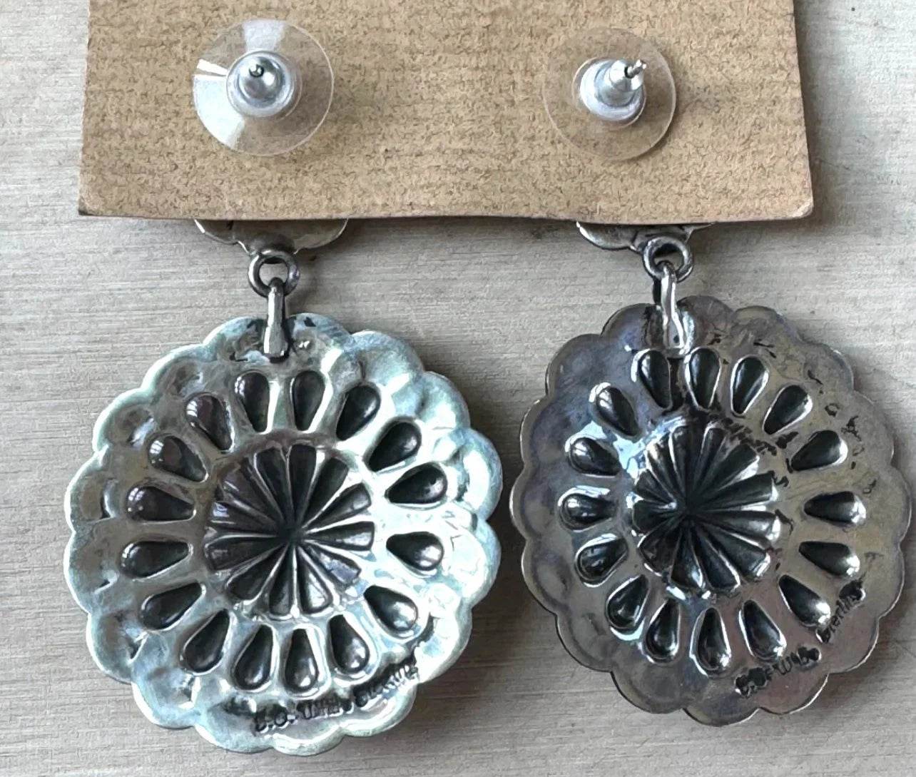 Sterling Concho Earrings by Tsosie White