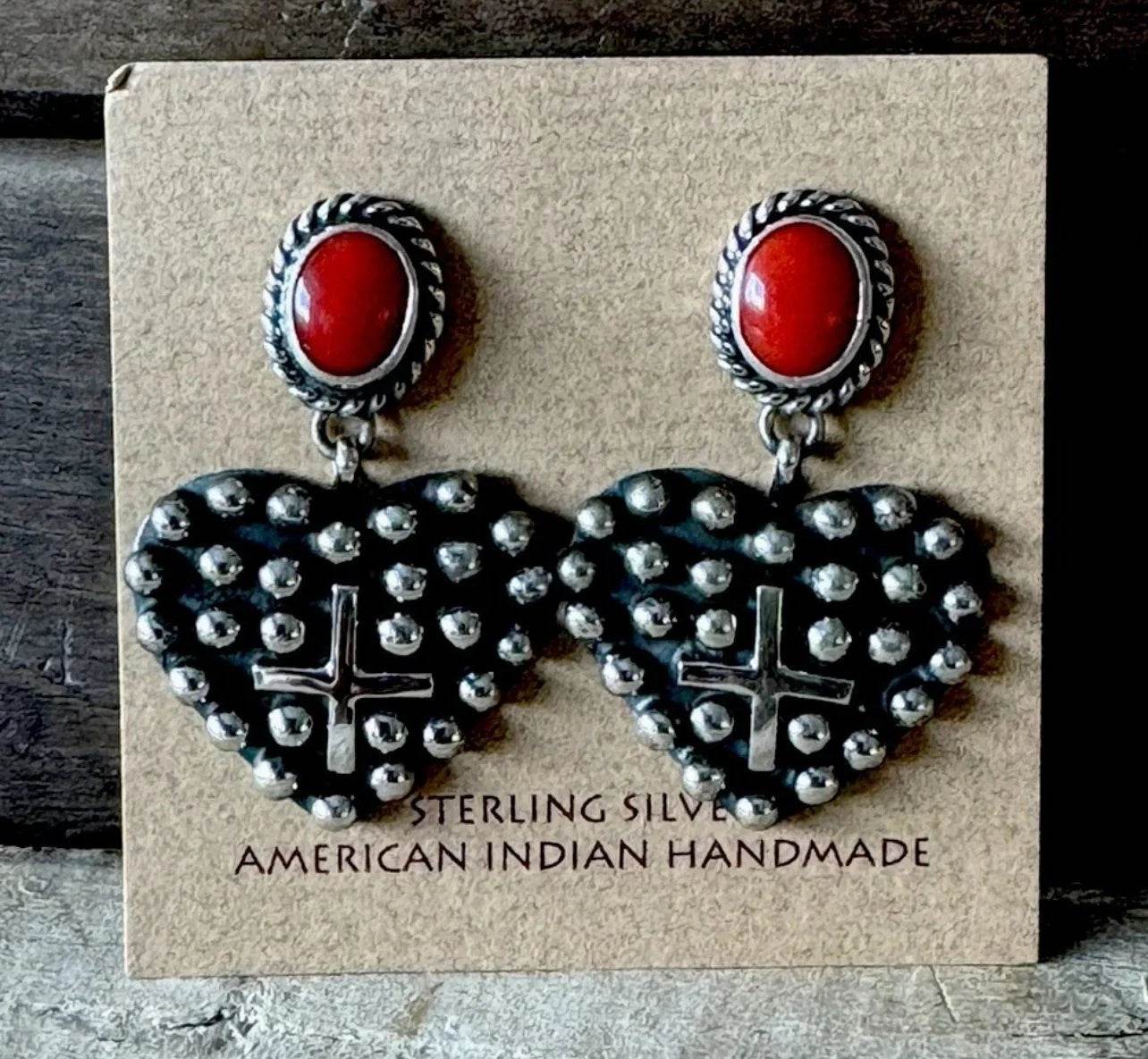Italian Coral Heart Earrings