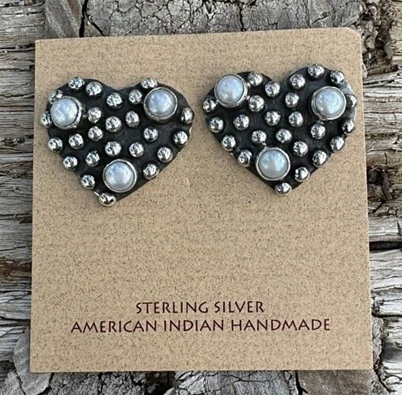 Pearl & Sterling Heart Earrings