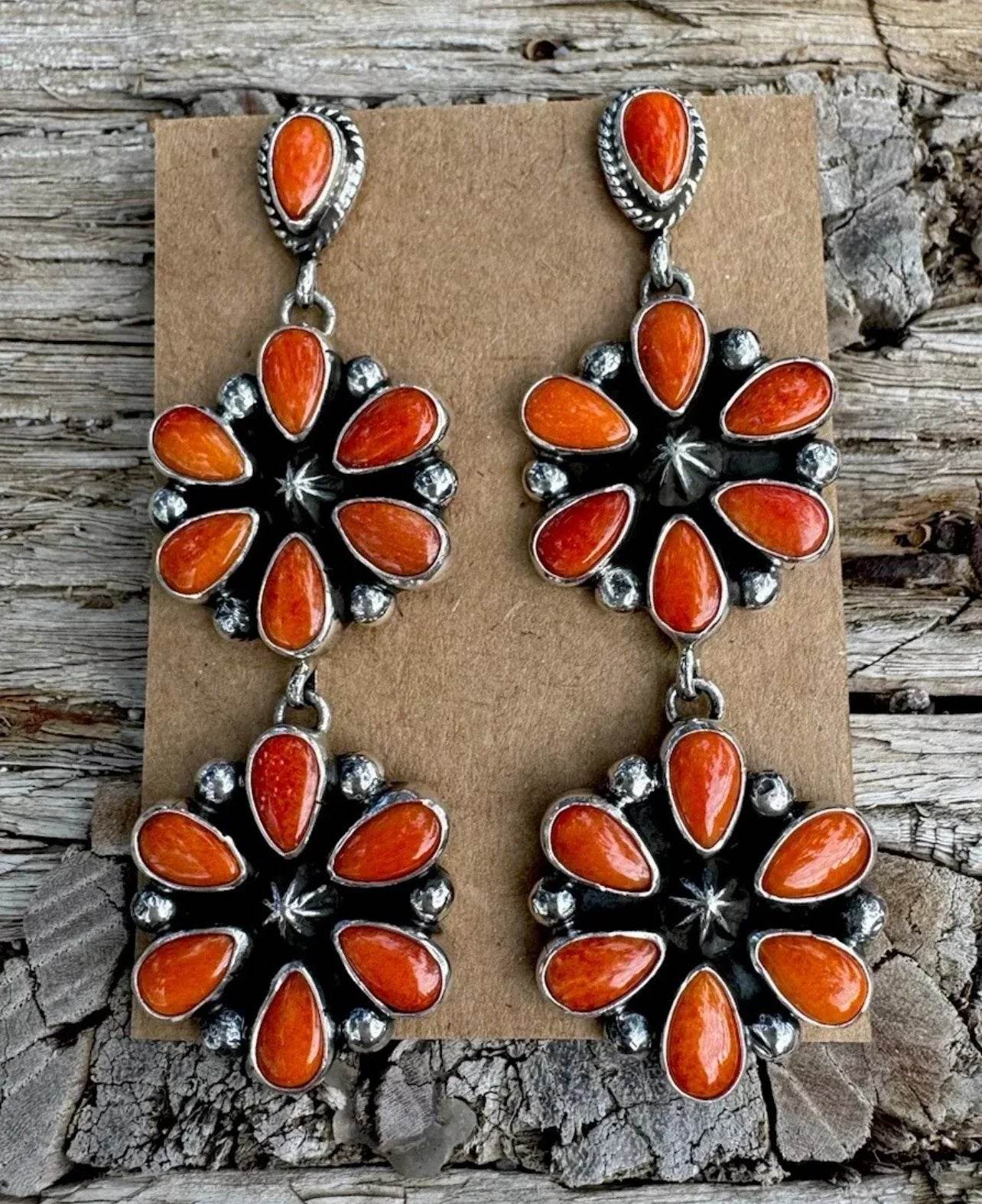 Orange Spiny Oyster Post-Back Earrings