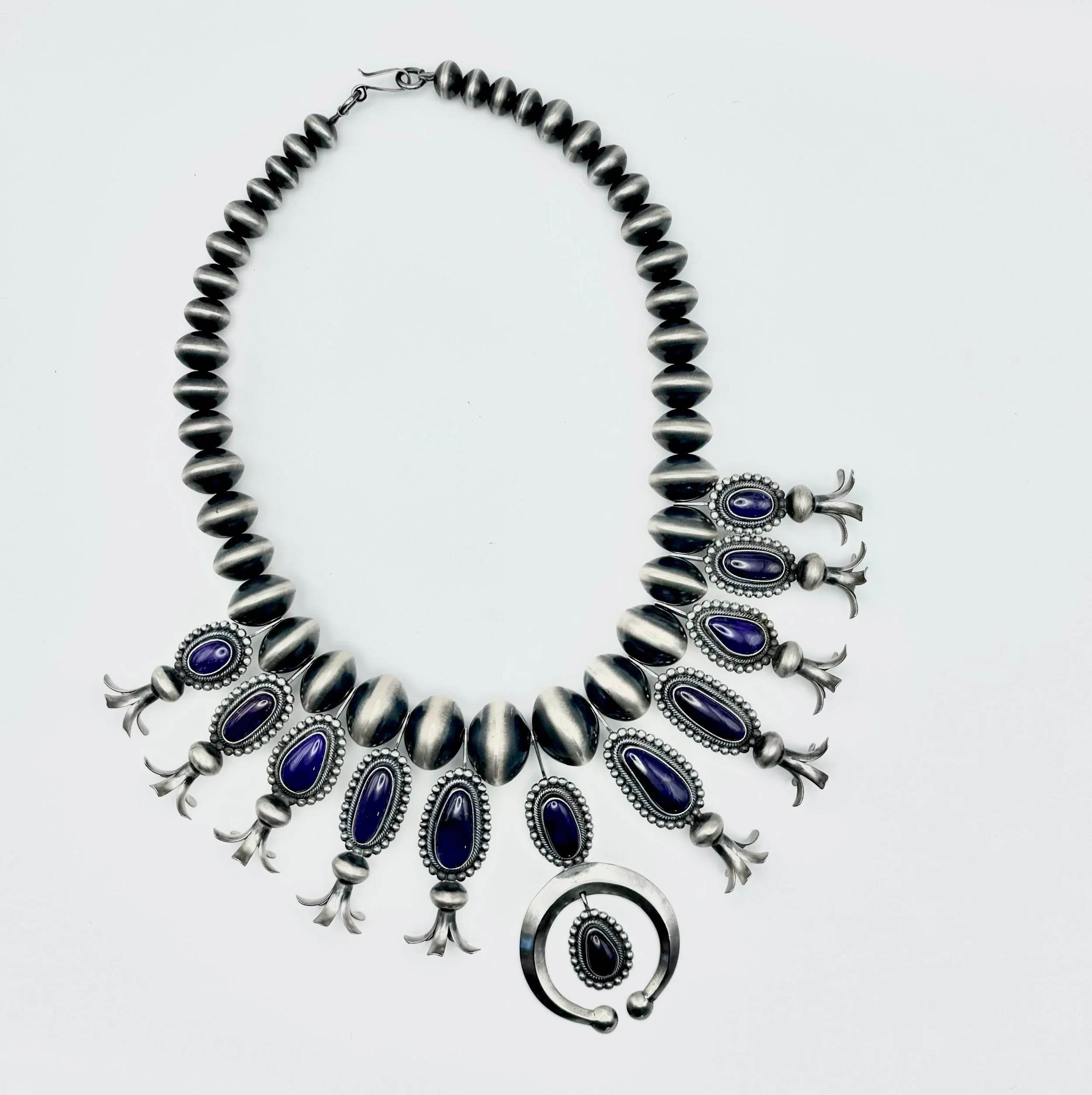 RARE Sugilite Sterling Squash Blossom Necklace