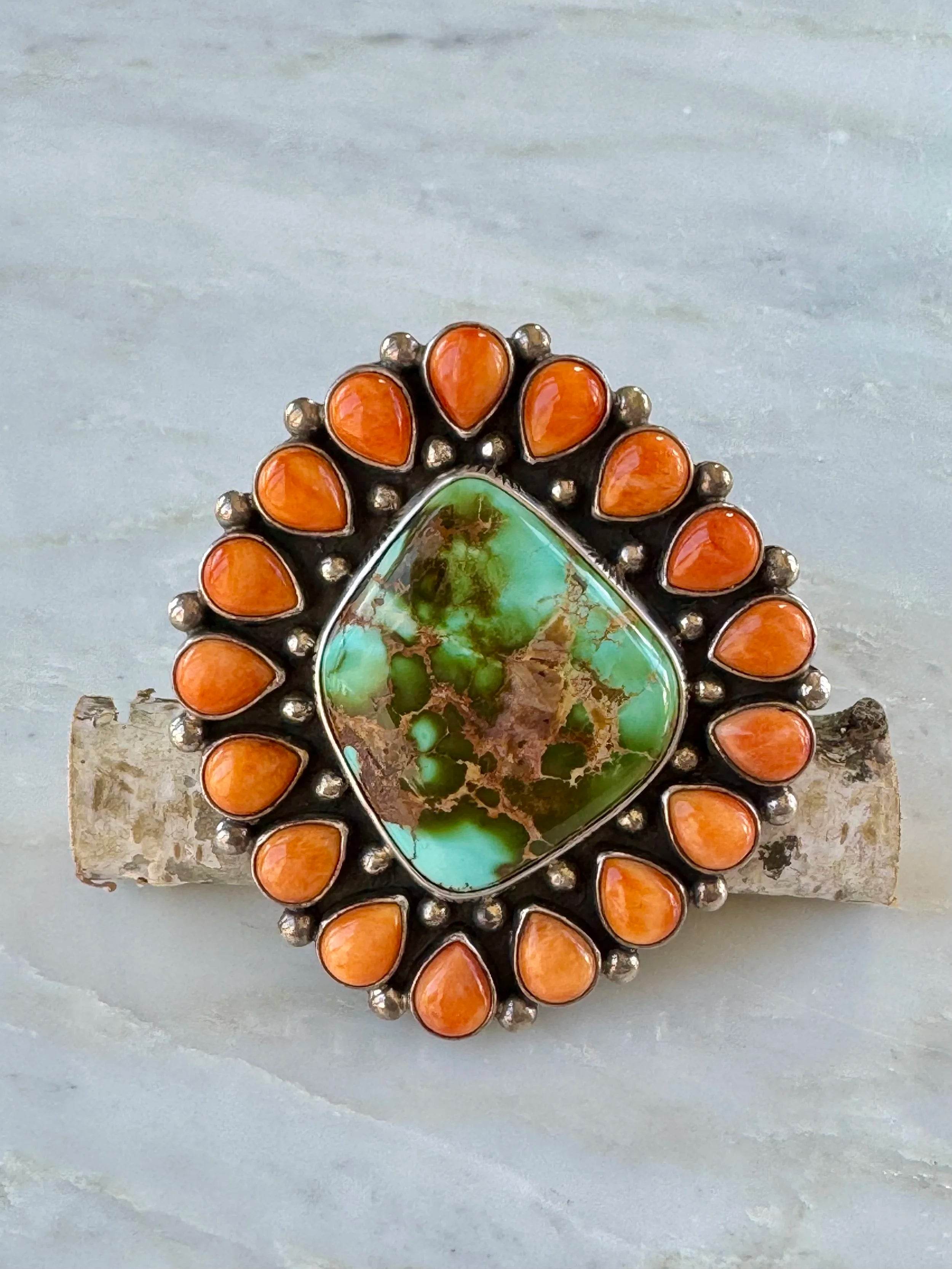 Royston Turquoise & Orange Spiny Oyster Ring