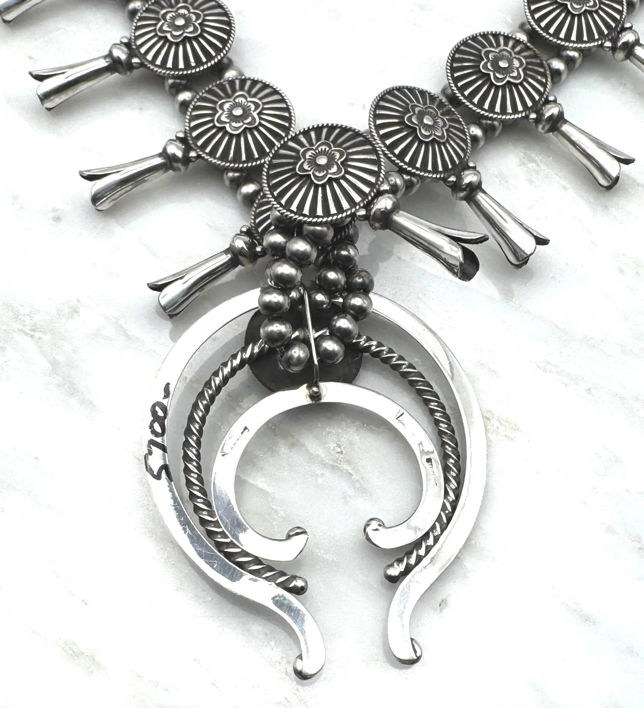 Sterling Silver Squash Blossom Necklace Set