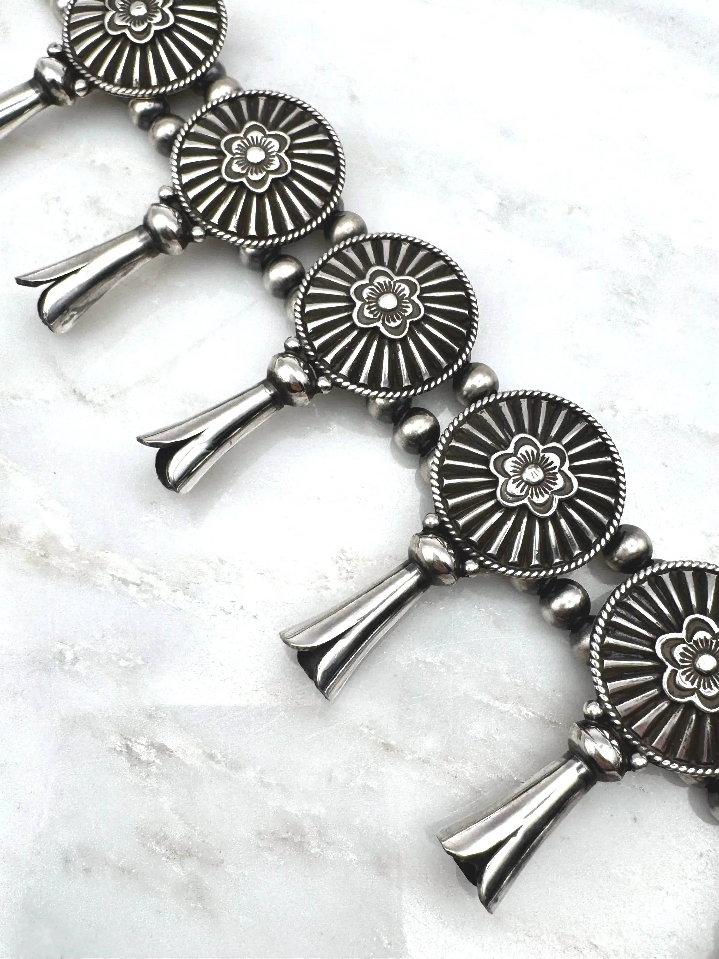 Sterling Silver Squash Blossom Necklace Set