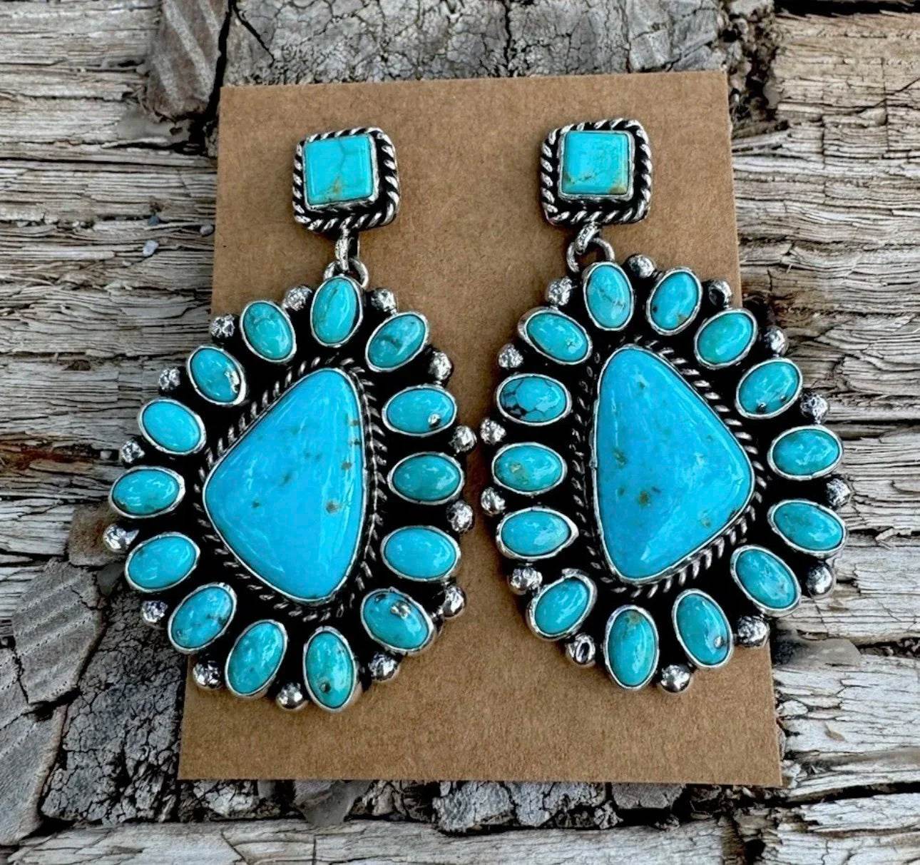 Kingman Turquoise Earrings By Linda Yazzie