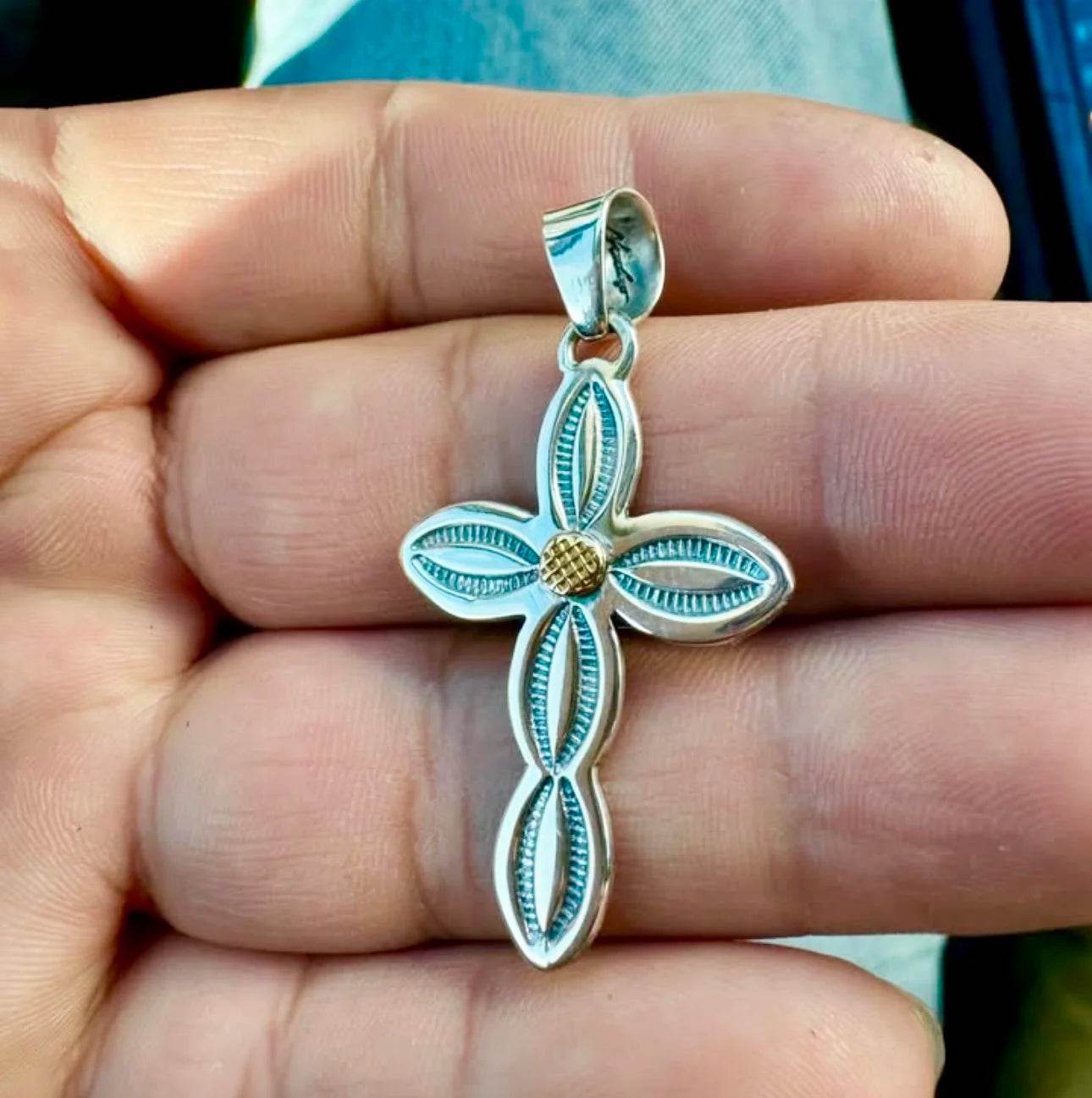 Sterling Cross Pendant 18k Gold Pendant