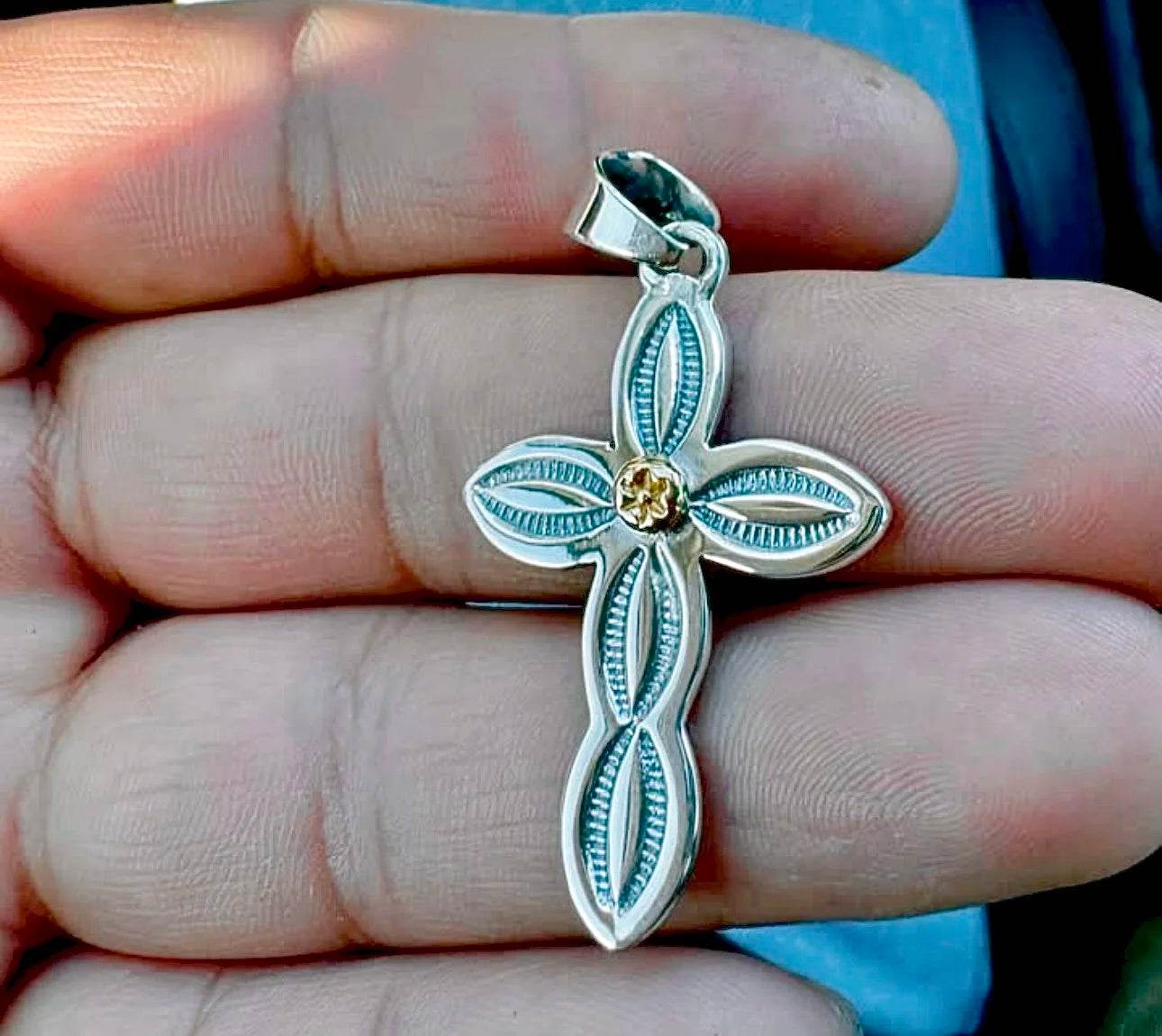 Sterling Cross Pendant 18k Gold Pendant