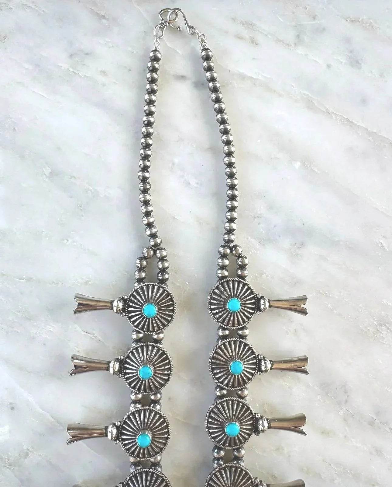 Sleeping Beauty Turquoise Squash Blossom Necklace Set