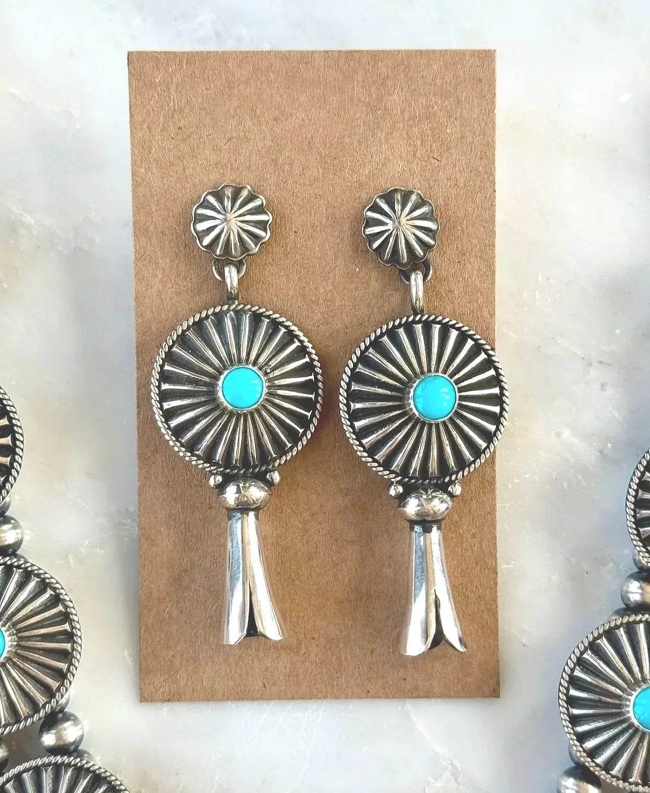 Sleeping Beauty Turquoise Squash Blossom Necklace Set
